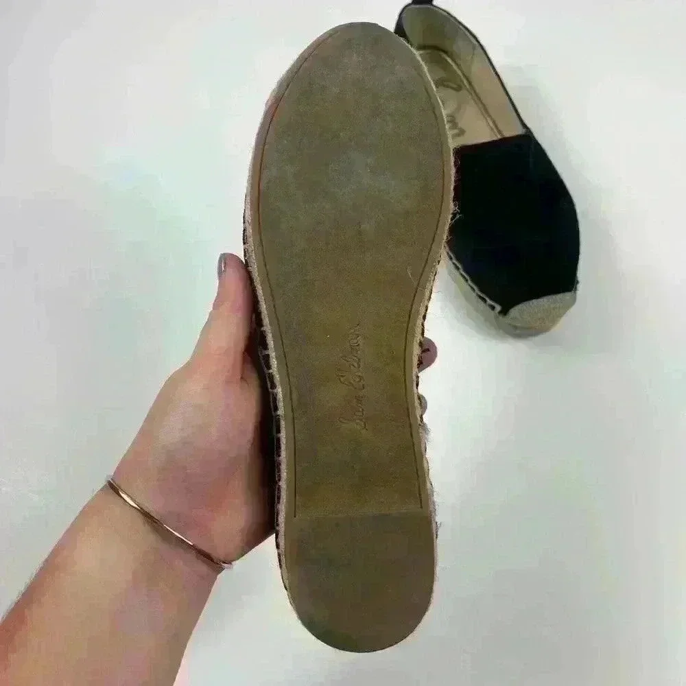 Sam Edelman Womens Carrin Platform Espadrille Slip-On Black Suede 8 Sandal Shoe - Picture 5 of 15